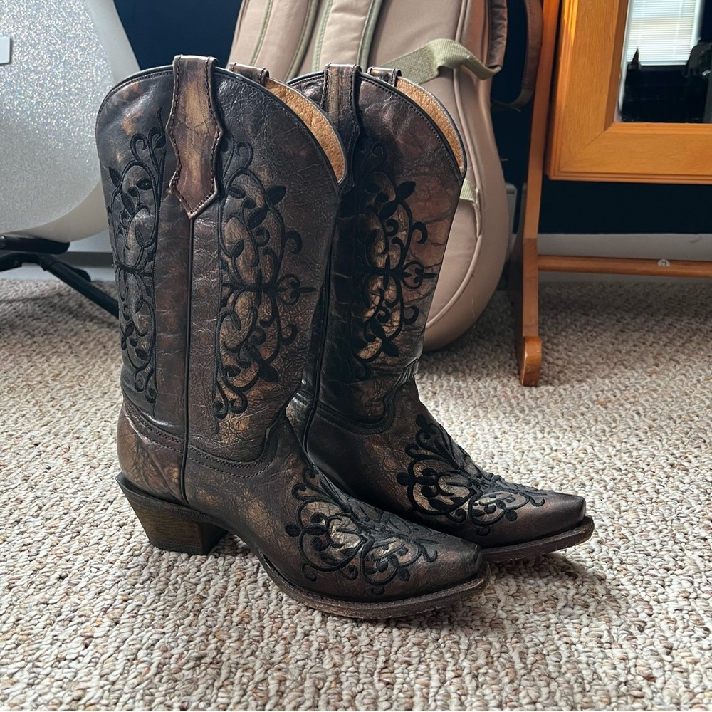 Brown and Black Western Boots